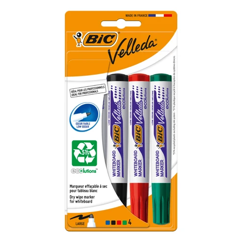 Lot de 4 Feutres Effaçables BIC Velleda