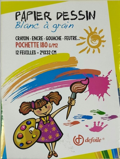 [AR0000433] Papier Dessin Blanc 180g Defoile